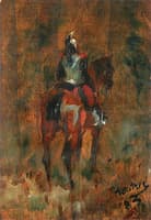 Cuirassier with Horse, from Behind (sketch)