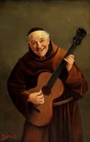 Portrait of a Monk Playing the Guitar