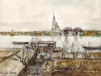 City view with a church