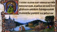 Baptism of Christ (detail of a page in the 'Heures de Turin')