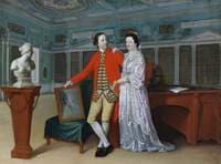 Sir Rowland Winn and His Wife Sabine Louise d'Hervart in the Library at Nostell Priory