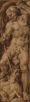 Neptune pierces a seahorse with his trident