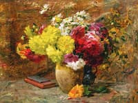 Chrysanthemums in an Earthenware Pot