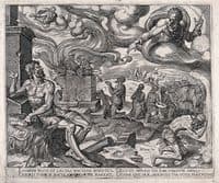 The torments of Job under a swirling sky dominated by God