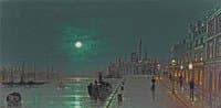 Dock scene by moonlight