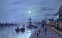 Moonlit port scene