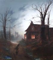 A country house by moonlight