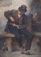 A minstrel with a wine glass in a tavern