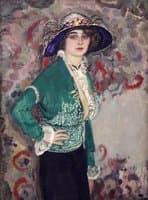 A portrait of a lady with a hat