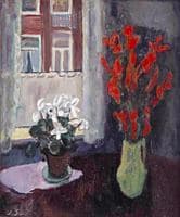 A still life with cyclamen and gladioli
