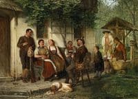 Family in front of the house