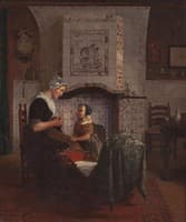 Mother and Daughter by the Cradle