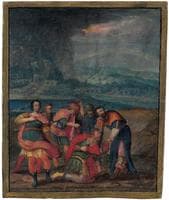 Six warriors in a landscape