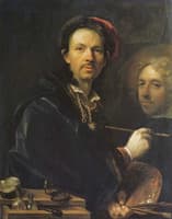 Self-portrait with of sketch of a portrait of Prince Eugene of Savoy