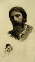 Self Portrait with His Two Children (Elsa and Siegfried)