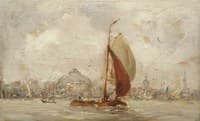 Barge in the Harbor of Amsterdam