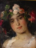 Portrait of a Girl with a Flower Wreath