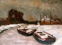 Winter view of a waterside village