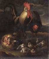 Rooster with Hens and Chickens