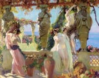 Harvesting Grapes on the Pergola