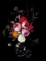 A Festoon of Roses hanging from a Blue Ribbon, with Butterflies and Insects