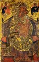 Madonna and Child Enthroned with Two Angels Holding the Instruments of the Passion