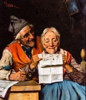 Elderly Couple Reading a Newspaper