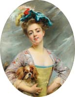 Young Woman with a Little Dog
