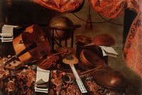 Musical instruments and celestial globe
