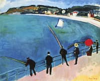 Fishermen with Red Umbrella at Sainte-Adresse
