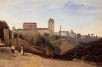 Rome, the Trinita dei Monti - View from the Gardens of the Academie de France