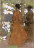 Elegant Ladies beside a Lake