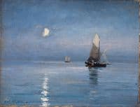 Fishing cutters in the moonlit night