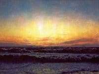 The North Sea in stormy weather. After sunset