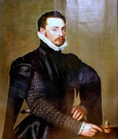 Portrait of a Man Pointing at a Table Clock