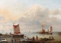 Fishermen at the harbour entrance