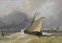 A Belgian tjalk running out to sea