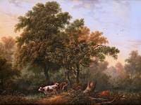 Cattle in a Wood by a Pond