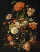 A Carafe of Flowers with Blackberries