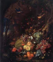 Still Life with Fruit and Animals in a Grotto
