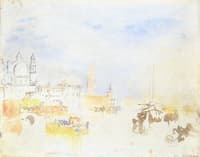 Boats Moored in the Giudecca Canal, near the Dogana, with the Back of the Sallute