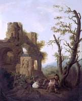 Classical Ruins with Peasants and Goats
