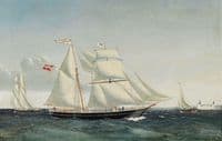 The brigantine "Ornen" passing Helsingør Roadstead.