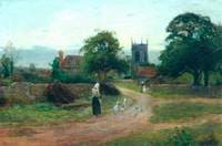 Woman and Geese, Sunset