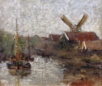 Boats and Windmill at Dorp (Holland)