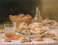 Still Life with Oysters, Whiskey and Biscuits