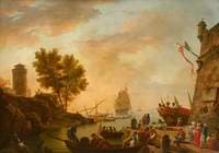 Harbour Scene – Evening (after Claude-Joseph Vernet )
