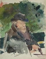 Sketch of Edward Burne-Jones in a Boat, Walton-on-Thames