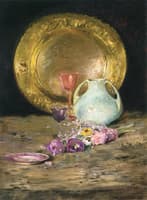 Still Life with Plate, Pitcher and Flowers