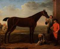 A Bay Racehorse and Attendants